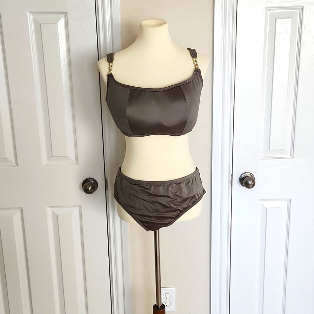 Playful Promises Metallic Olive Green Bikini